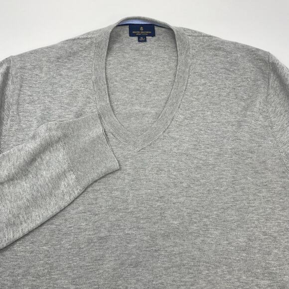 Brooks Brothers XL Gray Supima Cotton‎ Pullover Long Sleeve V Neck Sweater - Picture 1 of 4